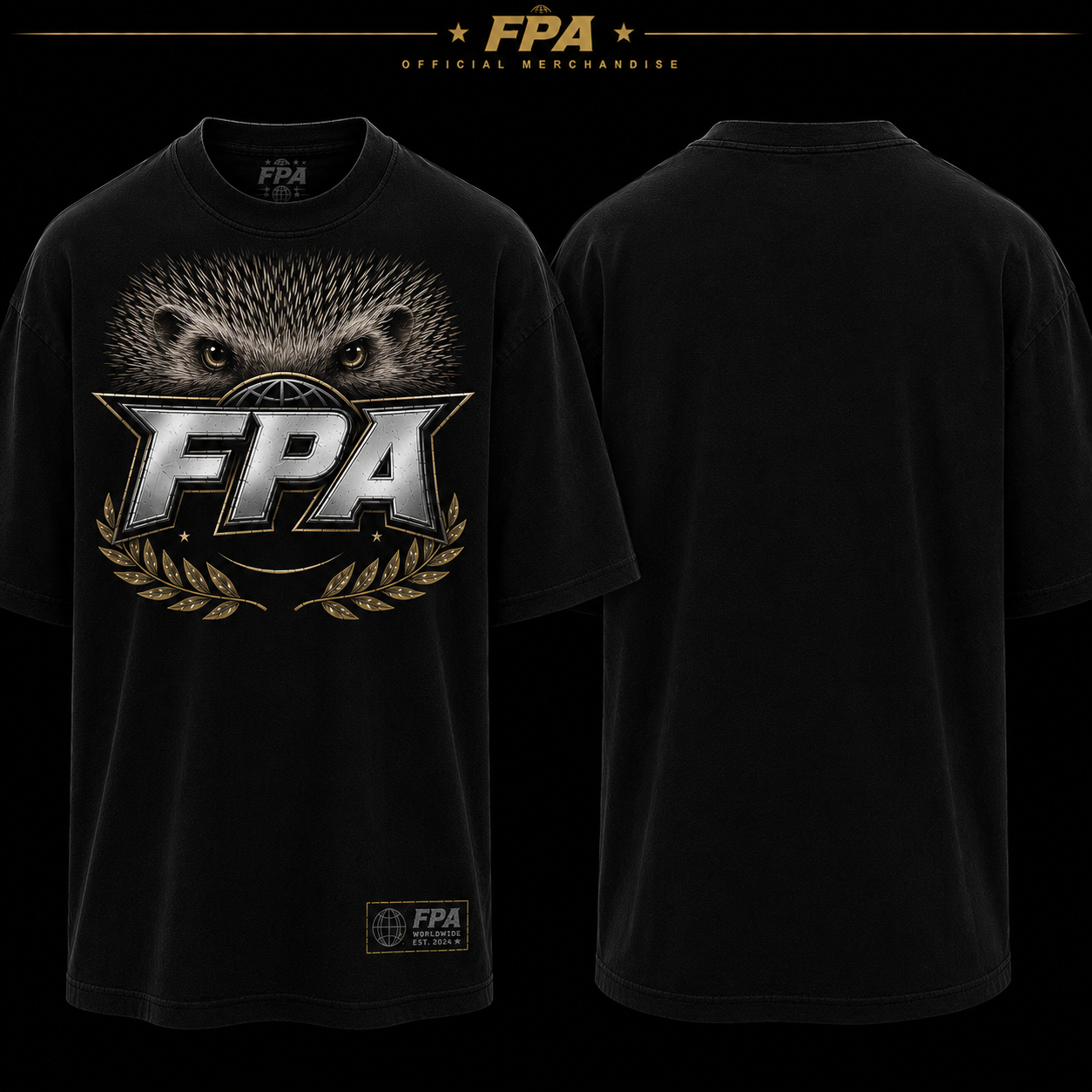 Hedgehog Wildlife Edition — hedgehog peering over the FPA crest front print